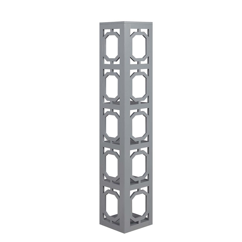 Pemberly Row Five-Tier Modern MDF Wood Corner Bookcase in Gray