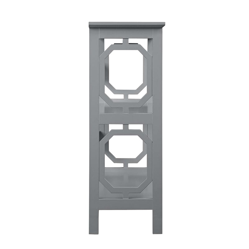 Pemberly Row Three-Tier Bookcase in Gray Wood Finish