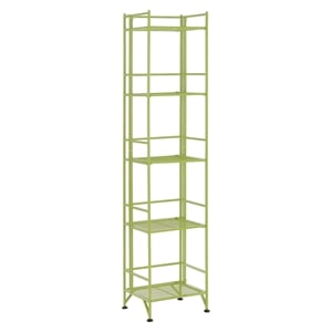 Pemberly Row Five-Tier Folding Shelf with Green Metal Frame