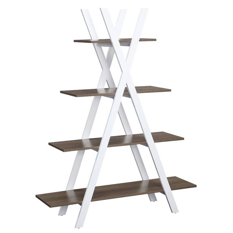 Pemberly Row A-Frame Bookshelf in Caramel Driftwood & White Wood