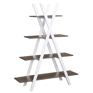 Pemberly Row A-Frame Bookshelf in Caramel Driftwood & White Wood
