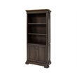 Pemberly Row Executive Bookcase With Wood Doors Mildly Distressed in Brown