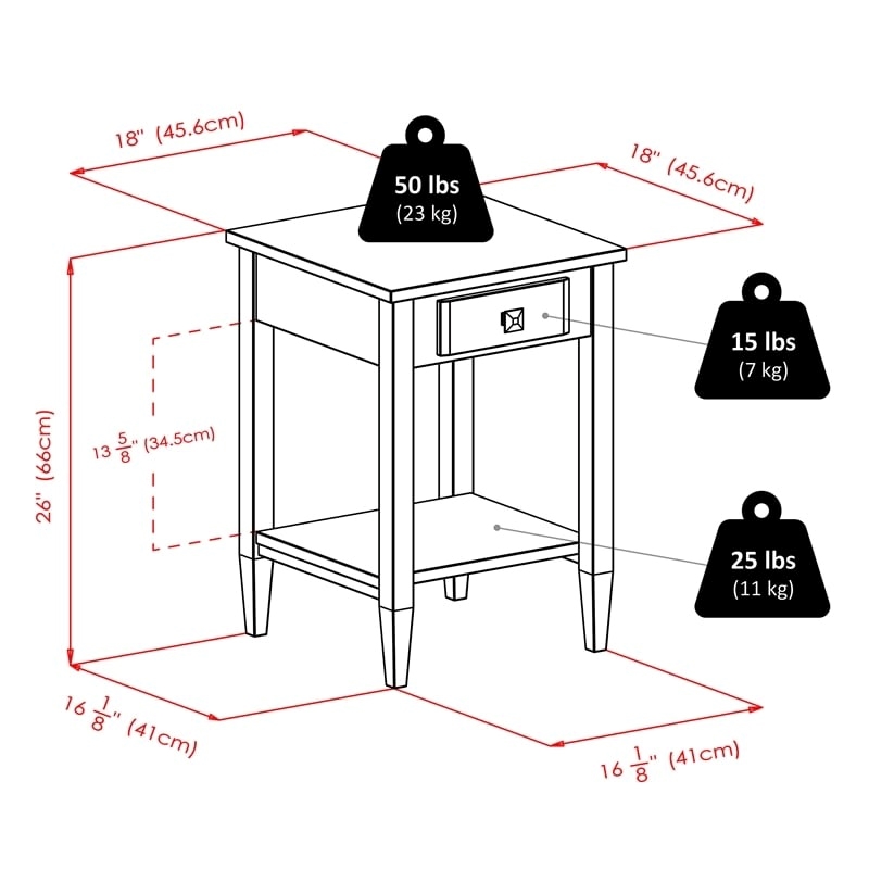 Pemberly Row Transitional Solid Wood End Table in Antique Walnut