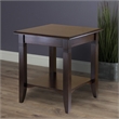 Pemberly Row Traditional Solid Wood End Table with Shelf in Cappuccino