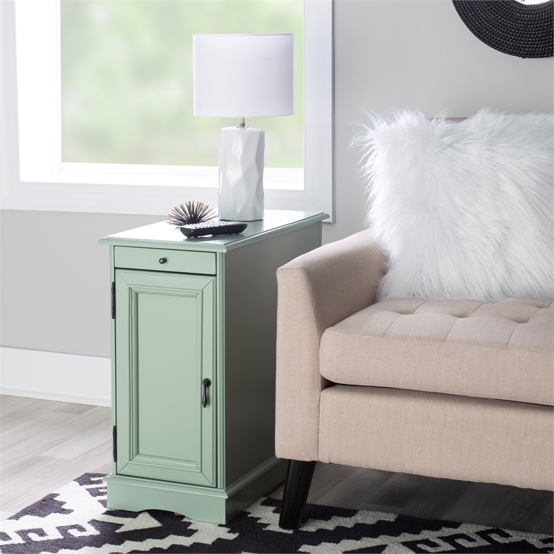 Pemberly Row Transitional MDF/Poplar Wood Accent Table in Blue