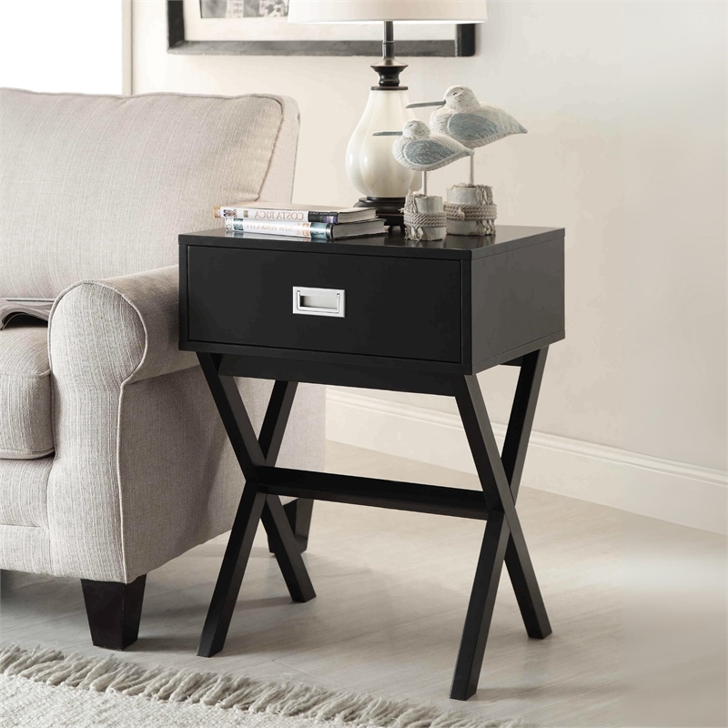 Pemberly Row End Table in Black Wood Finish