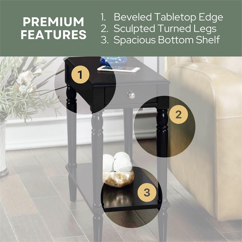 Pemberly Row End Table in Black Wood Finish