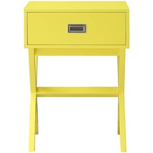 Pemberly Row One-Drawer Mid-Century Wood End Table in Yellow