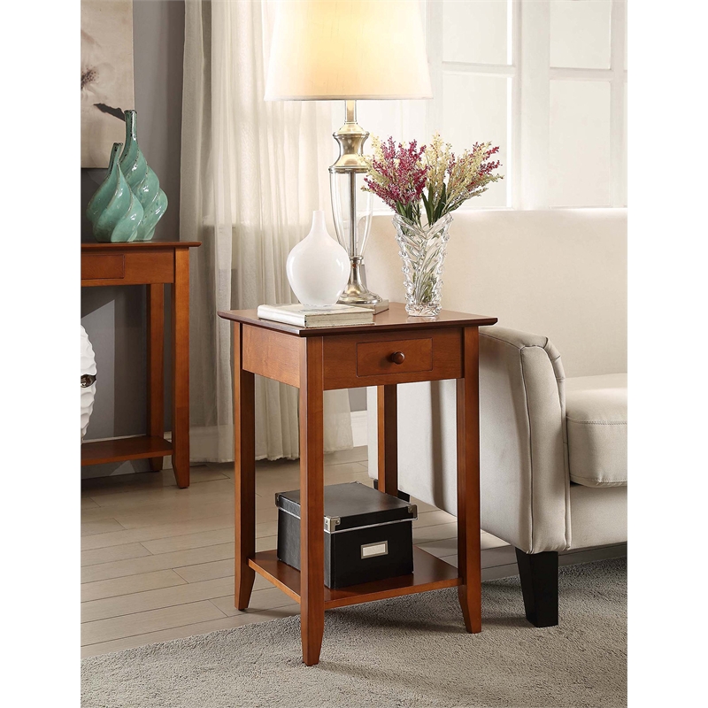 Pemberley Row Wood Cherry End Table Rectangular with Drawer 18