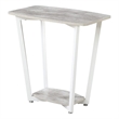 Pemberly Row Two Tiers Modern Metal End Table with Faux Marble Top in White/Gray