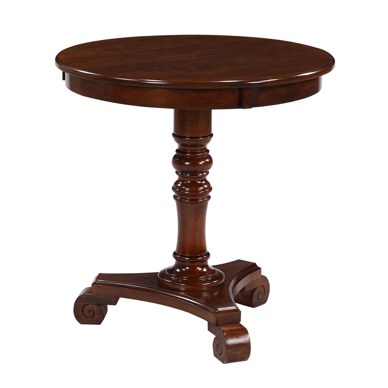 Pemberly Row End Table Coffee Accent Table Round in Wood - Espresso