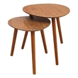 Pemberley Row MDF Wood Piano Cherry Nesting End Tables Rectangular Easy Assembly Set of 2