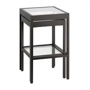 Pemberly Row Modern Black and Bronze Nested SideTables
