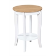 Pemberly Row Round End Table in White and Natural Wood