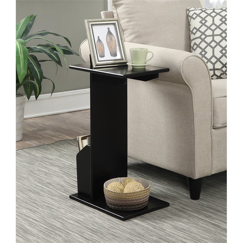 Pemberly Row Magazine C End Table in Black Wood Finish