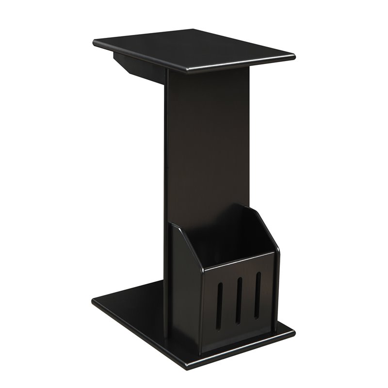 Pemberly Row Magazine C End Table in Black Wood Finish