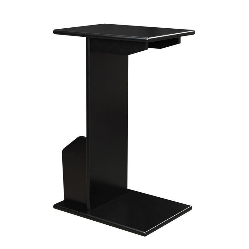 Pemberly Row Magazine C End Table in Black Wood Finish
