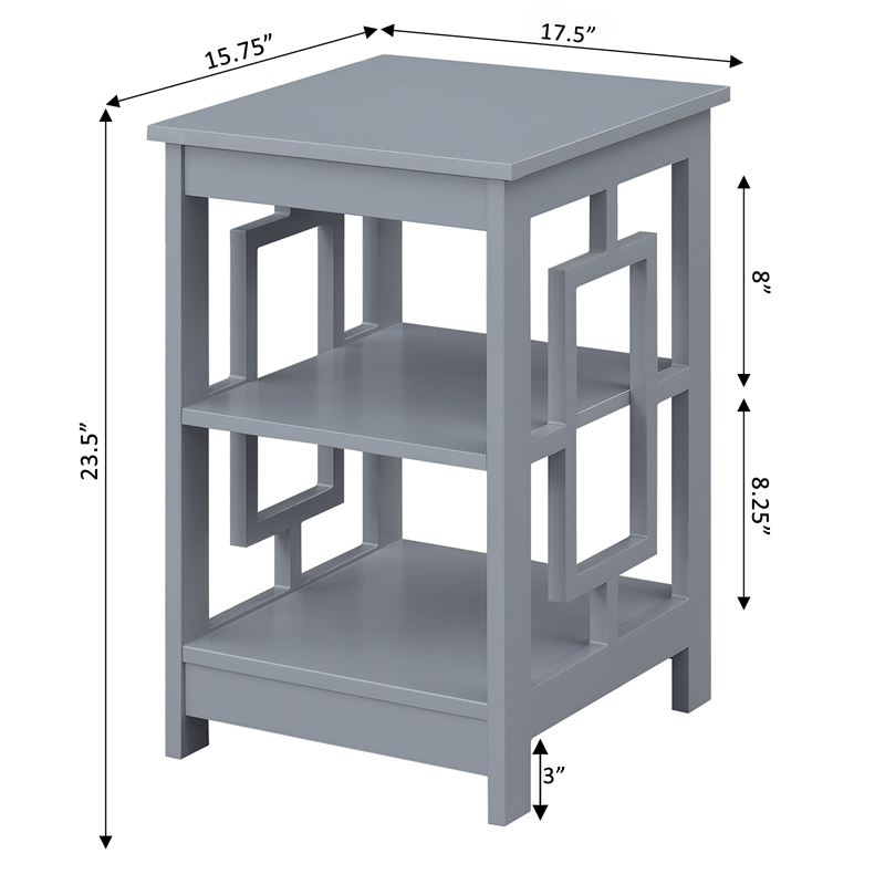 Pemberly Row End Table with Shelves in Gray Wood Finish