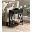 Pemberly Row Electric Flip Top Table in Black Wood Finish