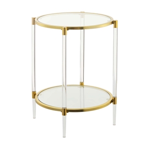 Pemberley Row Glass Clear/Gold End Table Rectangular Two-Tier 24&quot Unassembled