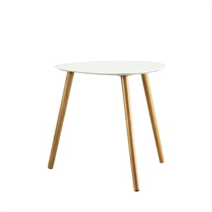 Pemberly Row Modern Wood Triangular End Table in Piano White