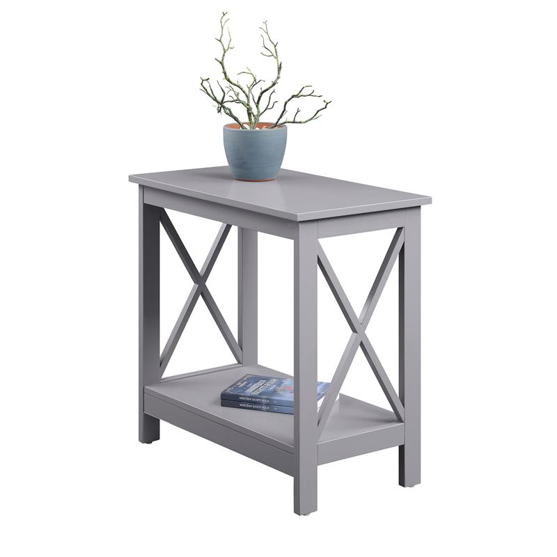 Pemberly Row Contemporary Wood Chairside End Table with Shelf in Gray