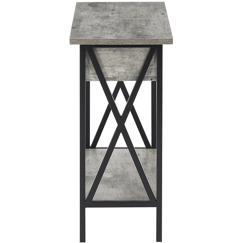 Pemberly Row Electric Flip Top End Table in Faux Birch Gray Wood