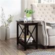 Pemberly Row Contemporary Wood Chairside End Table with Shelf in Espresso