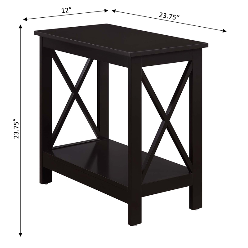 Pemberly Row Contemporary Wood Chairside End Table with Shelf in Espresso