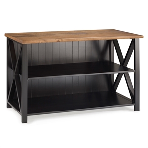 Pemberly Row 52&quot Farmhouse Wood Storage Console in Black/Reclaimed Barnwood