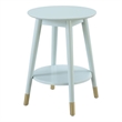 Pemberly Row Round Mid-Century Wood End Table with Bottom Shelf in Green