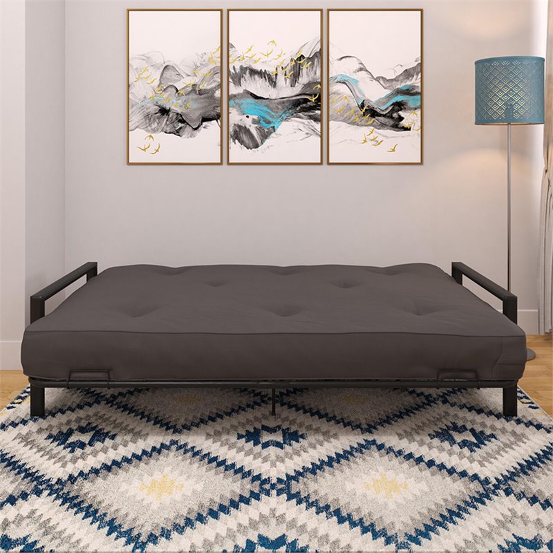 Pemberly Row Contemporary Sturdy Metal Futon Frame with Solid Mesh in Black