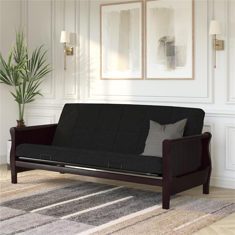 Pemberly Row 6 Inch Quilted Futon Mattress Full in Black