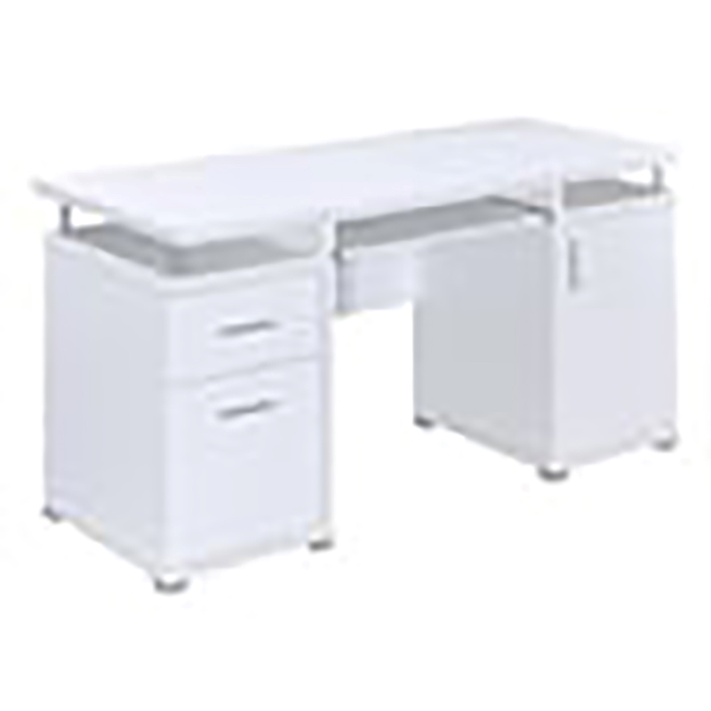 Pemberley Row MDF Wood White Computer Desk Rectangular Adjustable Shelf 55