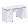 Pemberley Row MDF Wood White Computer Desk Rectangular Adjustable Shelf 55