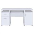 Pemberley Row MDF Wood White Computer Desk Rectangular Adjustable Shelf 55