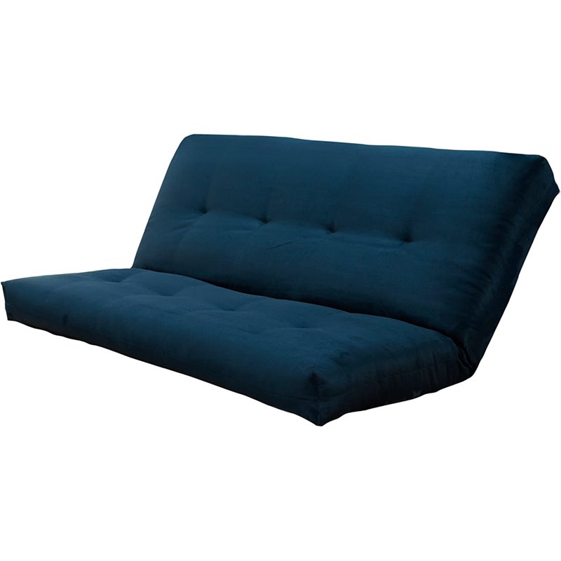 Pemberly Row Full-size Suede Fabric Futon Mattress in Navy-Frame Not Included