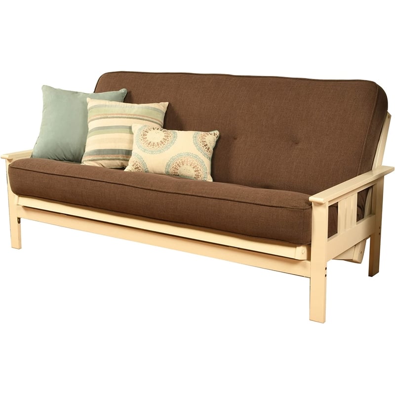 Pemberly Row Full Linen Fabric Futon Mattress in Cocoa Brown-Frame Not Included