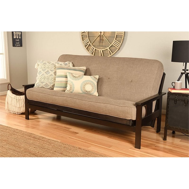 Pemberly Row Full-size Linen Fabric Futon Mattress in Stone Gray-Frame Not Included