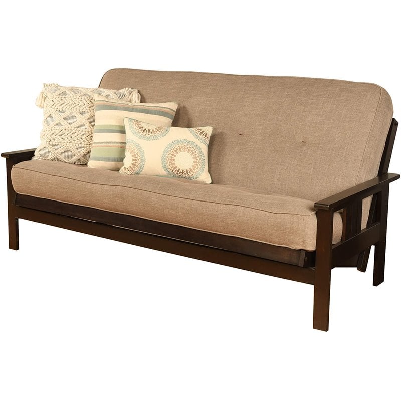 Pemberly Row Full-size Linen Fabric Futon Mattress in Stone Gray-Frame Not Included