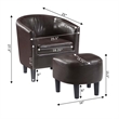 Pemberly Row Contemporary Faux Leather Accent Chair with Ottoman in Espresso