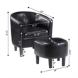 Pemberly Row Contemporary Faux Leather Accent Chair with Ottoman in Black