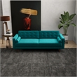 Pemberly Row Mid-Century Velvet Tufted Sofa Couch for Living Room in Turquoise