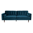 Pemberly Row Mid-Century Velvet Tufted Sofa Couch for Living Room in Turquoise