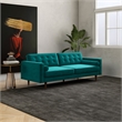 Pemberly Row Mid-Century Velvet Tufted Sofa Couch for Living Room in Turquoise