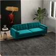 Pemberly Row Mid-Century Velvet Tufted Sofa Couch for Living Room in Turquoise