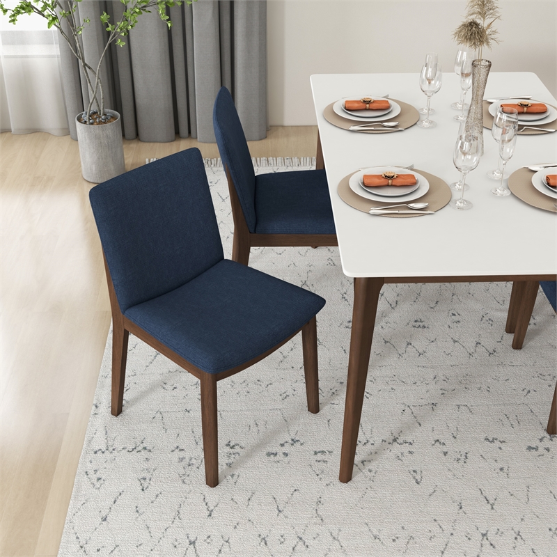 Pemberley Row Fabric Navy Blue Dining Chair Rectangular Durable 32