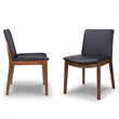 Pemberly Row Faux Leather Dining Chair in Black (Set of 2)