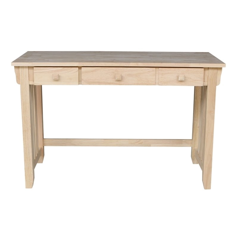 Pemberly Row Traditional Solid Harwood Computer Desk in Natural