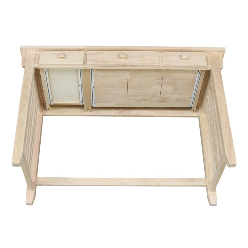 Pemberly Row Traditional Solid Harwood Computer Desk in Natural